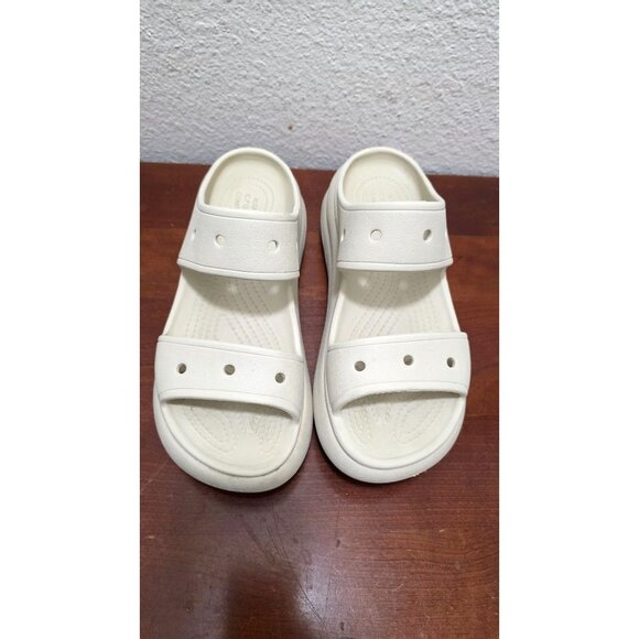 Crocs Women's Ivory Double-Strap Slide Wedge Sandals Size 7 Lightweight - Picture 2 of 11